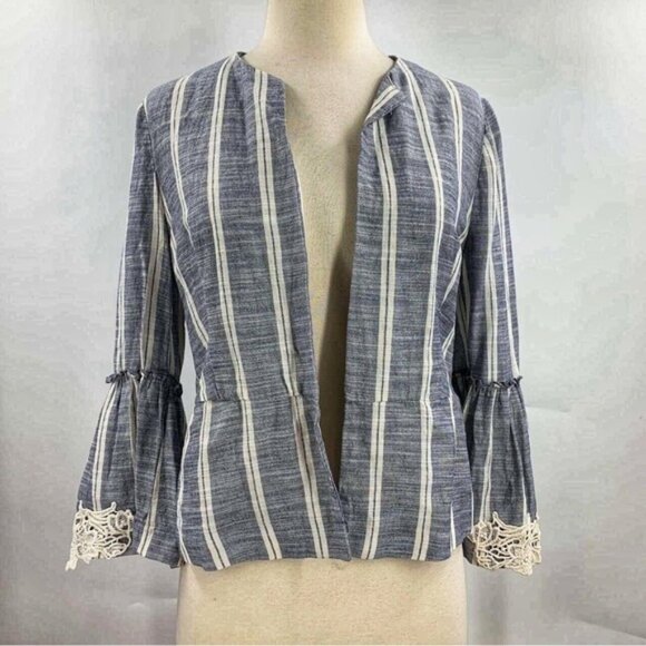 Zara Blue and White Striped Blazer - Picture 1 of 5